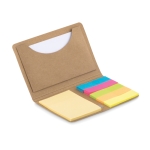 Kaarthouder met notitieblok en stickers in 5 kleuren Pocket kleur beige