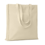 Bedrukte katoenen tas met versterkte handvatten 140 g/m2 Eco Max kleur beige