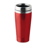 Thermosbeker met logo in felle kleuren 400 ml aluminium kleur kleur rood