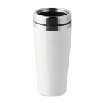 Thermosbeker met logo in felle kleuren 400 ml aluminium kleur kleur wit