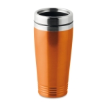 Thermosbeker met logo in felle kleuren 400 ml aluminium kleur kleur oranje