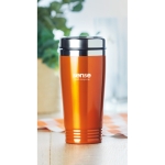 Thermosbeker met logo in felle kleuren 400 ml aluminium kleur kleur oranje sfeervolle hoofdweergave