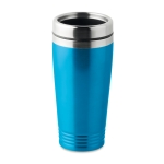 Thermosbeker met logo in felle kleuren 400 ml aluminium kleur kleur turkoois