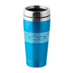 Thermosbeker met logo in felle kleuren 400 ml aluminium kleur kleur turkoois tweede hoofdweergave