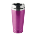 Thermosbeker met logo in felle kleuren 400 ml aluminium kleur kleur fuchsia