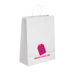 Goedkope witte papieren tasjes bedrukken 90 g/m2 Retail kleur wit afbeelding met logo