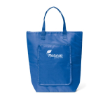 Opvouwbare polyester tas die als koelbox dient met ritssluiting kleur koningsblauw afbeelding met logo