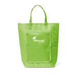 Opvouwbare polyester tas die als koelbox dient met ritssluiting kleur lichtgroen afbeelding met logo