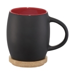 Keramische mok met houten basis of deksel 400 ml Coaster kleur rood tweede weergave voorkant