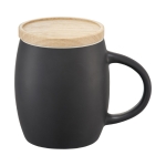 Keramische mok met houten basis of deksel 400 ml Coaster kleur wit weergave detail 1