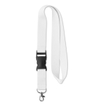 Voordelige polyester keycord met gesp Regular Plus kleur wit