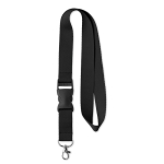 Polyester lanyards bedrukken inclusief logogesp Woven Plus kleur zwart