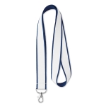 Bedrukte keycords met extra laag satijn van 20 of 25 mm dubbel kleur blauw