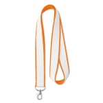 Bedrukte keycords met extra laag satijn van 20 of 25 mm dubbel kleur oranje