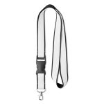 Polyester lanyards met extra satijnlaag en gesp Double Plus kleur zwart