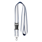 Polyester lanyards met extra satijnlaag en gesp Double Plus kleur blauw