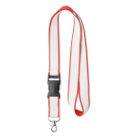 Polyester lanyards met extra satijnlaag en gesp Double Plus kleur rood