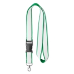 Polyester lanyards met extra satijnlaag en gesp Double Plus kleur groen