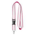 Polyester lanyards met extra satijnlaag en gesp Double Plus kleur roze