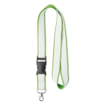 Polyester lanyards met extra satijnlaag en gesp Double Plus kleur limoen groen