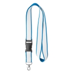 Polyester lanyards met extra satijnlaag en gesp Double Plus kleur lichtblauw