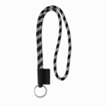 Lanyards bedrukken van 0,7 cm met bedrukt label Tube Stripes kleur zwart