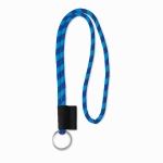 Lanyards bedrukken van 0,7 cm met bedrukt label Tube Stripes kleur blauw