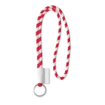 Lanyards bedrukken van 0,7 cm met bedrukt label Tube Stripes kleur rood