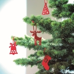 Set van 6 kerstboomhanger met logo Xmas kleur rood sfeervolle weergave