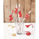 Set van 6 kerstboomhanger met logo Xmas kleur rood tweede sfeervolle weergave