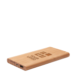 Bamboo draadloze powerbank met type C aansluiting 6.000 mAh Bamboo weergave met bedrukking