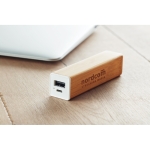 Bamboe Powerbank met gedrukt of gegraveerd logo 2.200 mAh Bamboo kleur hout sfeervolle hoofdweergave