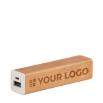 Bamboe Powerbank met gedrukt of gegraveerd logo 2.200 mAh Bamboo weergave met bedrukking