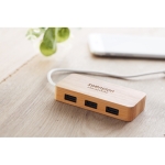 USB 2.0-hub met drie poorten in bamboebehuizing Bamboo kleur hout sfeervolle hoofdweergave