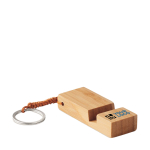 Bamboe sleutelhanger met mobiele telefoonhouder Bamboo Go weergave met bedrukking