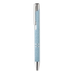 Eco pen met zilveren afwerking en blauwe inkt Aster Eco kleur blauw