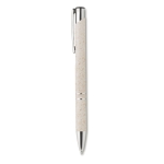 Eco pen met zilveren afwerking en blauwe inkt Aster Eco kleur beige tweede weergave