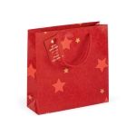 Draagtasje van glanzend gecoat papier Santa kleur rood afbeelding met logo