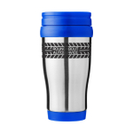 Goedkope thermosbeker relatiegeschenk met plastic binnenkant 400ml Barista kleur blauw tweede weergave met logo