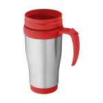 Goedkope thermosbeker relatiegeschenk met plastic binnenkant 400ml Barista kleur rood