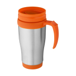 Goedkope thermosbeker relatiegeschenk met plastic binnenkant 400ml Barista kleur oranje