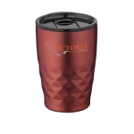 Stalen thermosbeker met geometrische vormen 350ml Avenue Liberica kleur rood tweede weergave met logo