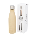 Bedrukte fles met houten deksel Avenue Lane Natural 500ml kleur hout