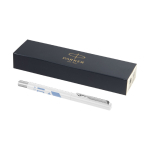 Elegante rollerpen van het merk Parker, zwarte inkt Parker Vector kleur wit weergave met logo