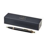 Parker pen met gouden afwerking blauwe inkt bedrukken Parker IM Gold kleur zwart tweede weergave voorkant