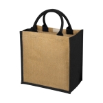 Jute tas bedrukken met katoenen handvatten Jute Side kleur zwart