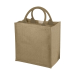 Jute tas bedrukken met katoenen handvatten Jute Side kleur naturel