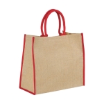 Bedrukte jute tas met klikkenbandsluiting Jute Edge kleur rood