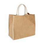 Bedrukte jute tas met klikkenbandsluiting Jute Edge kleur wit