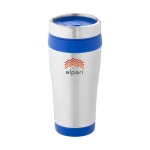 Gepersonaliseerde thermosbeker staal en plastic 410ml Inox Colors kleur blauw weergave tampondruk